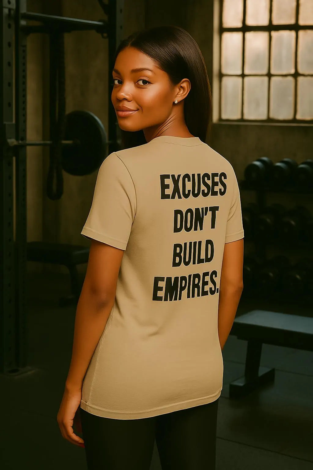 Excuses Dont Build Empires Shirt, Gritty Motivational Quote Tee, Bold Mindset Gym Wear,No Excuses Mental Toughness