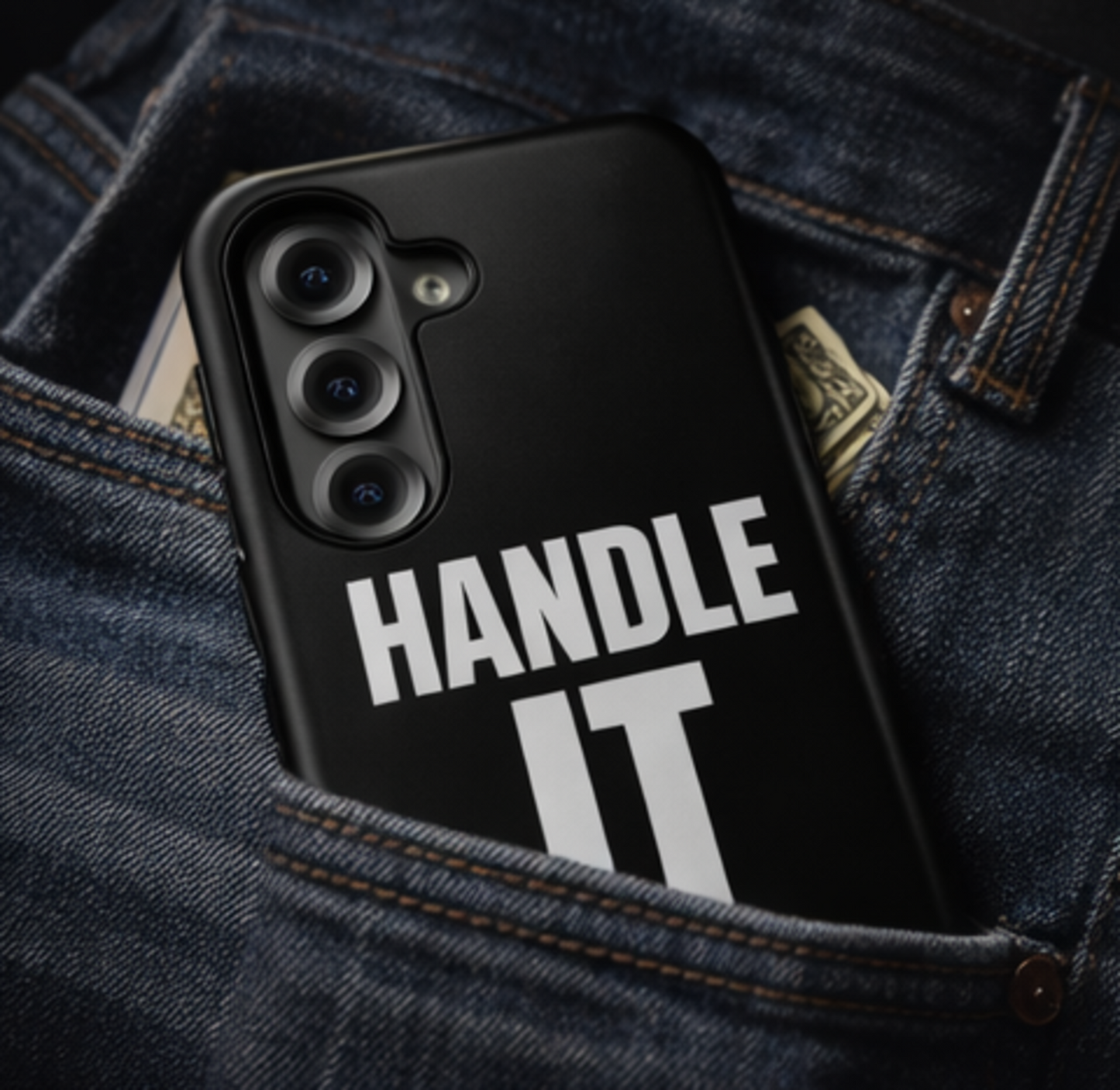 HANDLE IT Tough Phone Case – Black Minimal Motivational Case for iPhone & Samsung