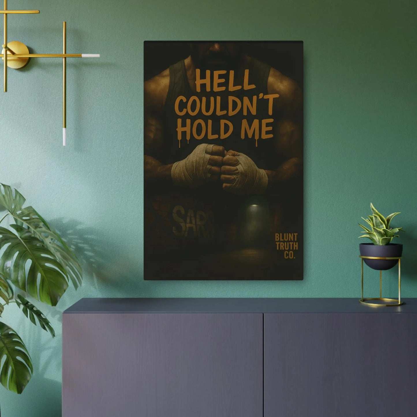 Inspirational Metal Art Sign, Hell Couldn't Hold Me, Motivational Décor, Home Gym Wall Art, Unique Gift for Fitness Lovers, Positive Quotes