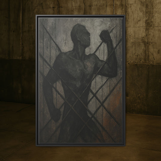 Industrial Wall Art | 16x 24 or 24x36 Black Framed Canvas |Contemporary Abstract Grit Artwork |Statement Piece for Living Room, Office, Loft