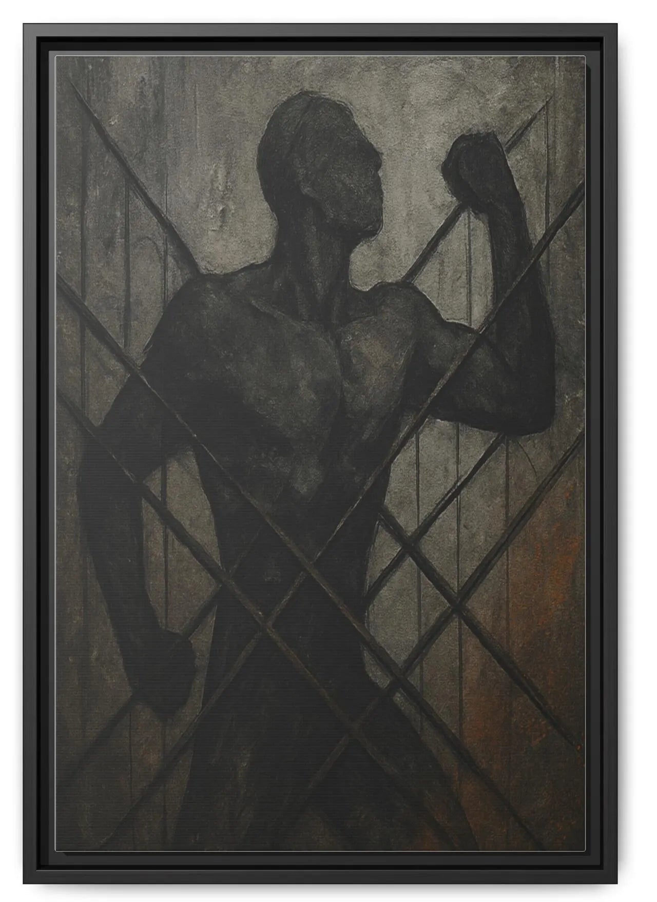 Industrial Wall Art | 16x 24 or 24x36 Black Framed Canvas |Contemporary Abstract Grit Artwork |Statement Piece for Living Room, Office, Loft