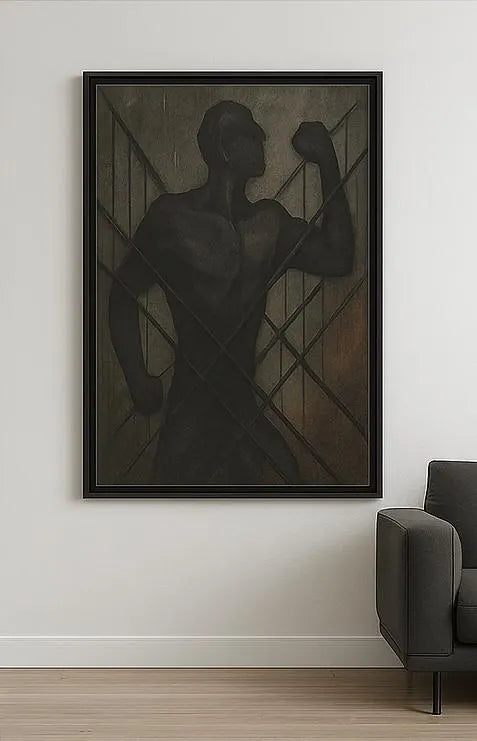 Industrial Wall Art | 16x 24 or 24x36 Black Framed Canvas |Contemporary Abstract Grit Artwork |Statement Piece for Living Room, Office, Loft