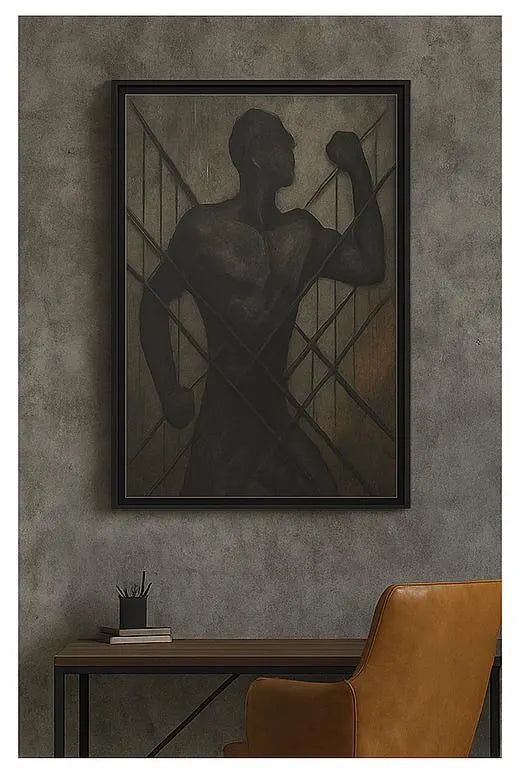 Industrial Wall Art | 16x 24 or 24x36 Black Framed Canvas |Contemporary Abstract Grit Artwork |Statement Piece for Living Room, Office, Loft