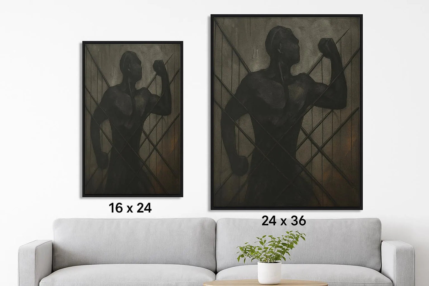 Industrial Wall Art | 16x 24 or 24x36 Black Framed Canvas |Contemporary Abstract Grit Artwork |Statement Piece for Living Room, Office, Loft