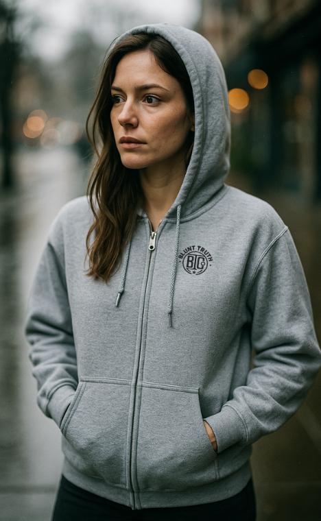 Blunt Truth Co. Black Zip Hoodie | Minimalist Streetwear | Gritty Industrial Aesthetic | Unisex Heavy Blend Sweatshirt