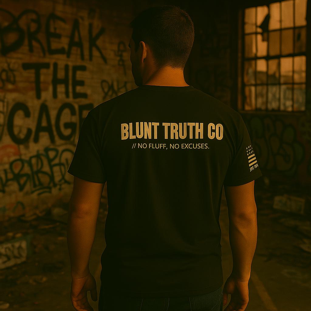 Break the Cage Shirt, Gritty Motivational Gym Tee, Blunt Truth CO, Bold Statement Apparel