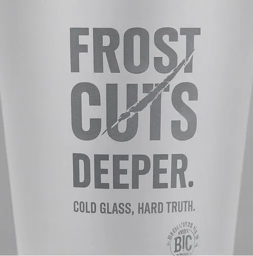 Frosted Pint Glass | Frost Cuts Deeper | Classy Etched Look Beer Glass | Motivational Barware by Blunt Truth Co. | 16oz Frost Edition