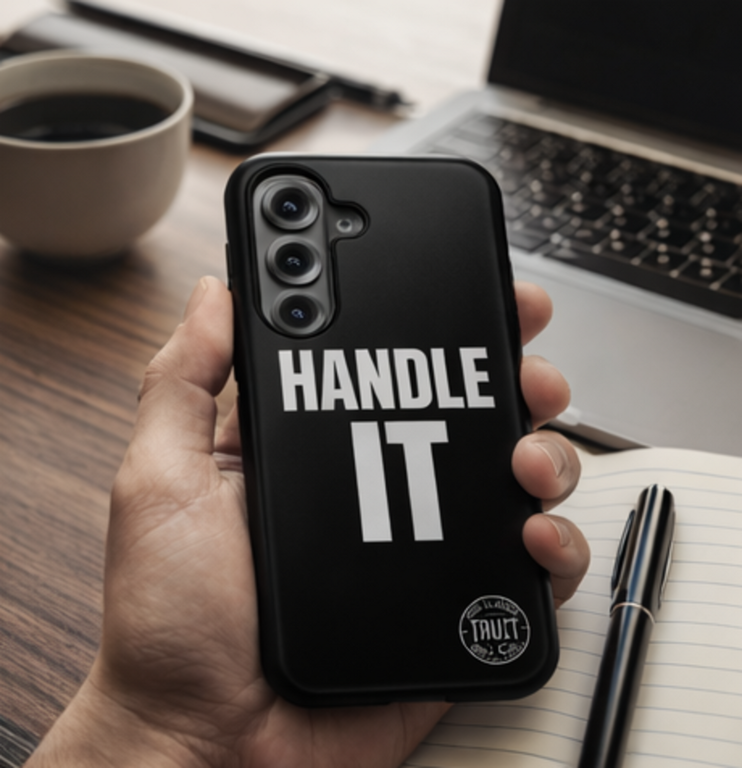 HANDLE IT Tough Phone Case – Black Minimal Motivational Case for iPhone & Samsung