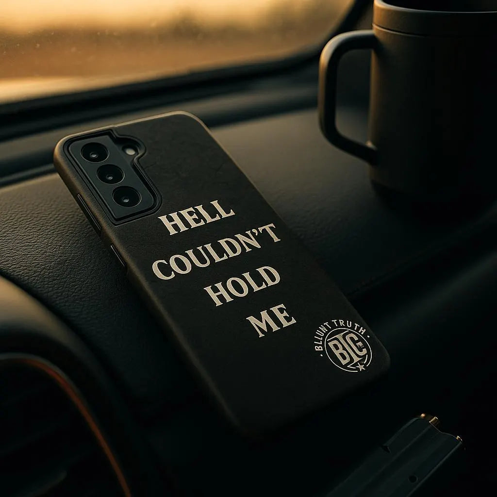 Tough Cases: Hell Couldn't Hold Me Phone Case | Gritty Matte protective case for Iphone, Samsung, Pixel | Blunt Truth CO. Motivation Gear