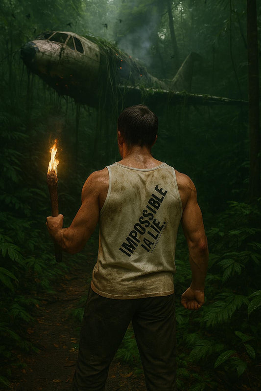 Unisex Jersey Tank with Impossible Is A Lie, Quote - Perfect for Athleisure, Gym, Festivals, Summer Days, Gifts