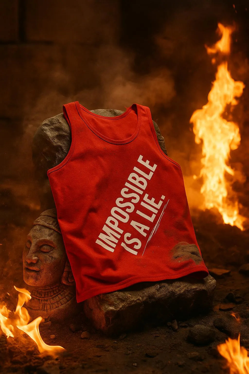 Unisex Jersey Tank with Impossible Is A Lie, Quote - Perfect for Athleisure, Gym, Festivals, Summer Days, Gifts