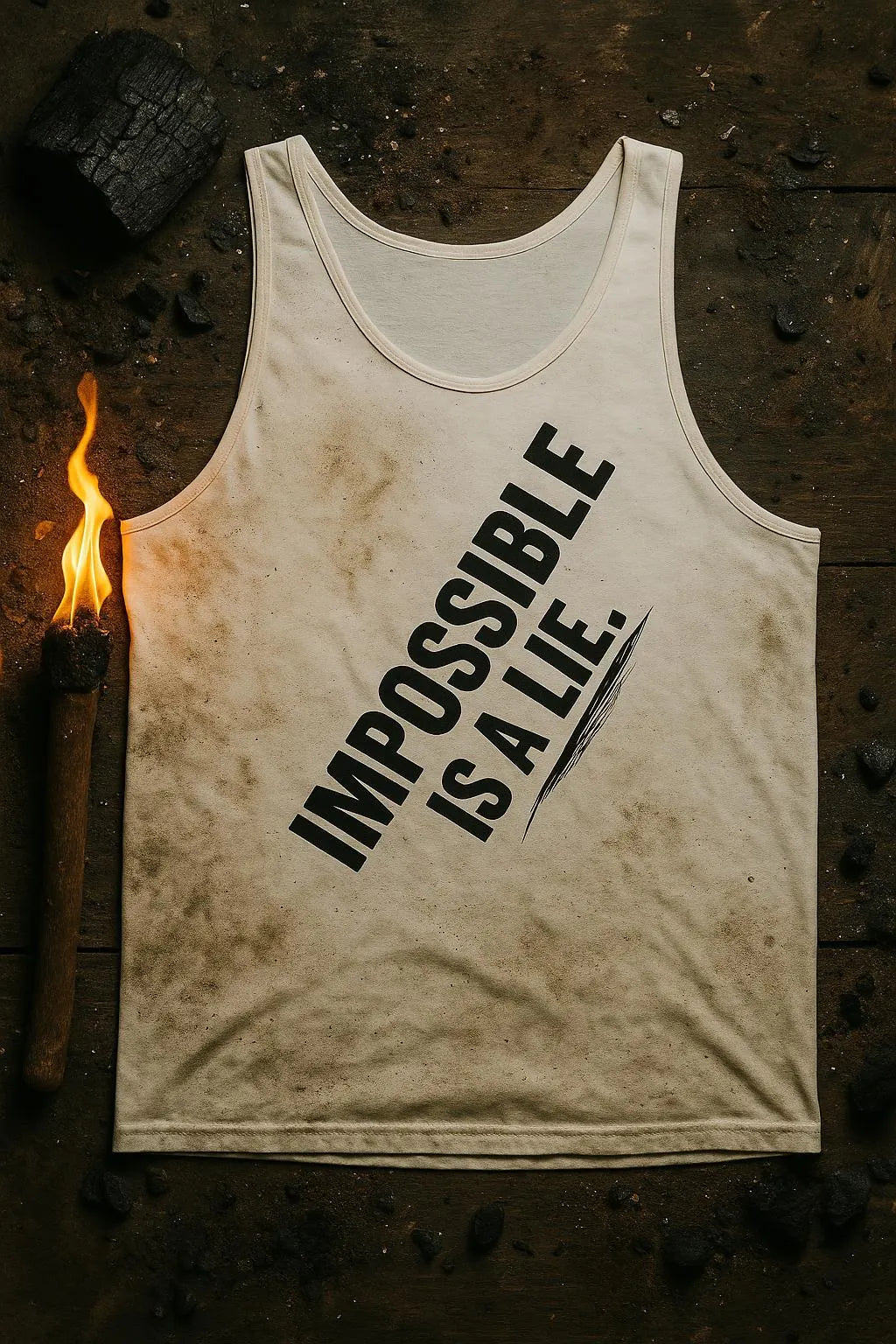 Unisex Jersey Tank with Impossible Is A Lie, Quote - Perfect for Athleisure, Gym, Festivals, Summer Days, Gifts