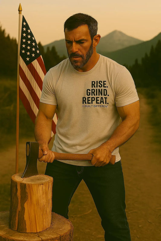 RISE GRIND REPEAT Blunt Truth Co Shirt, No Bullshit Motivation, Mens Gym Shirt, Patriotic Workout Tee, Discipline Over Comfort