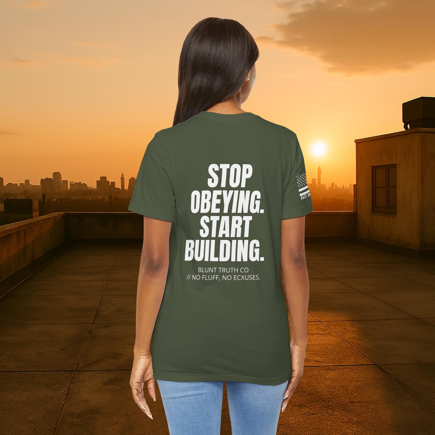 Stop obeying and start building Shirt, Blunt Truth CO, Gritty Motivational Tee, Gym Wear, No Excuses Lifestyle
