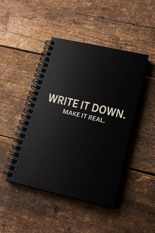 Elegant Spiral Notebook - Write It Down, Make It Real | Journal for Creative Minds, Gift for Writers, Student Planner, Daily Log