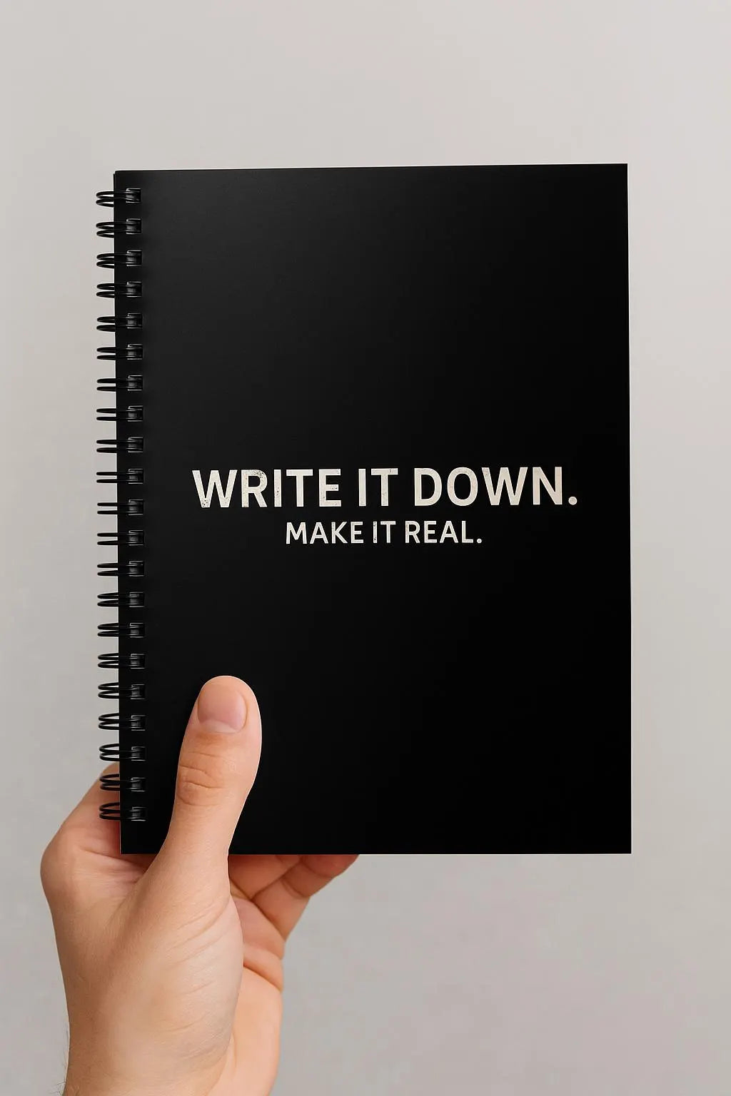 Elegant Spiral Notebook - Write It Down, Make It Real | Journal for Creative Minds, Gift for Writers, Student Planner, Daily Log