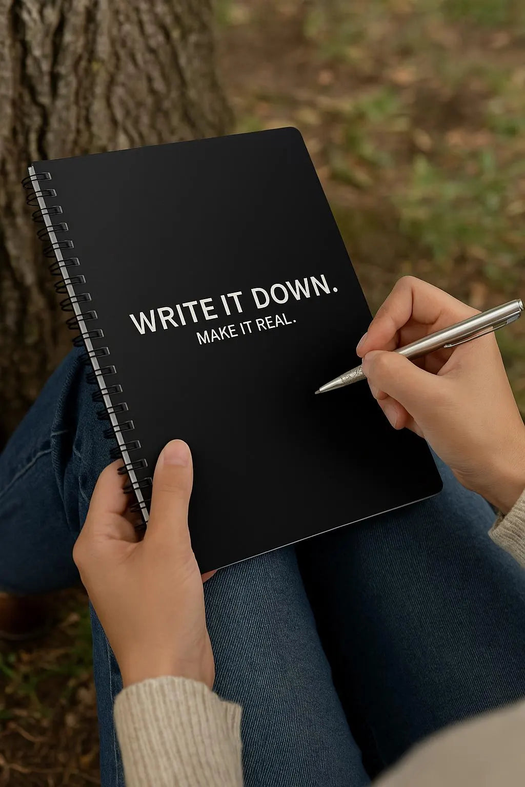 Elegant Spiral Notebook - Write It Down, Make It Real | Journal for Creative Minds, Gift for Writers, Student Planner, Daily Log