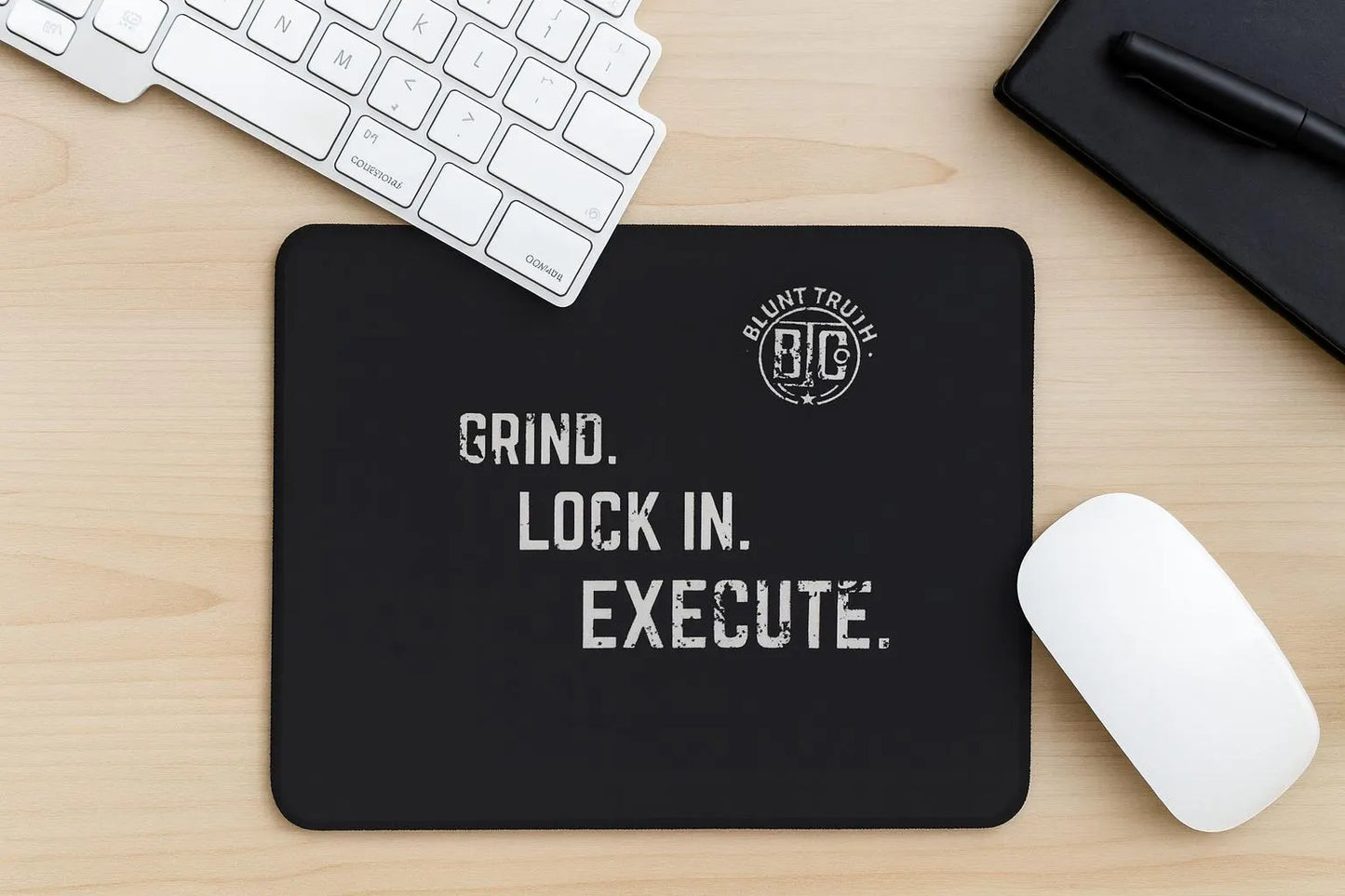 Gaming Mouse Pad | Grind. Lock In. Execute. Quote, Non-Slip Desk Mat for Gamers, Unique Gift for Gaming Enthusiasts, Mouse Pad