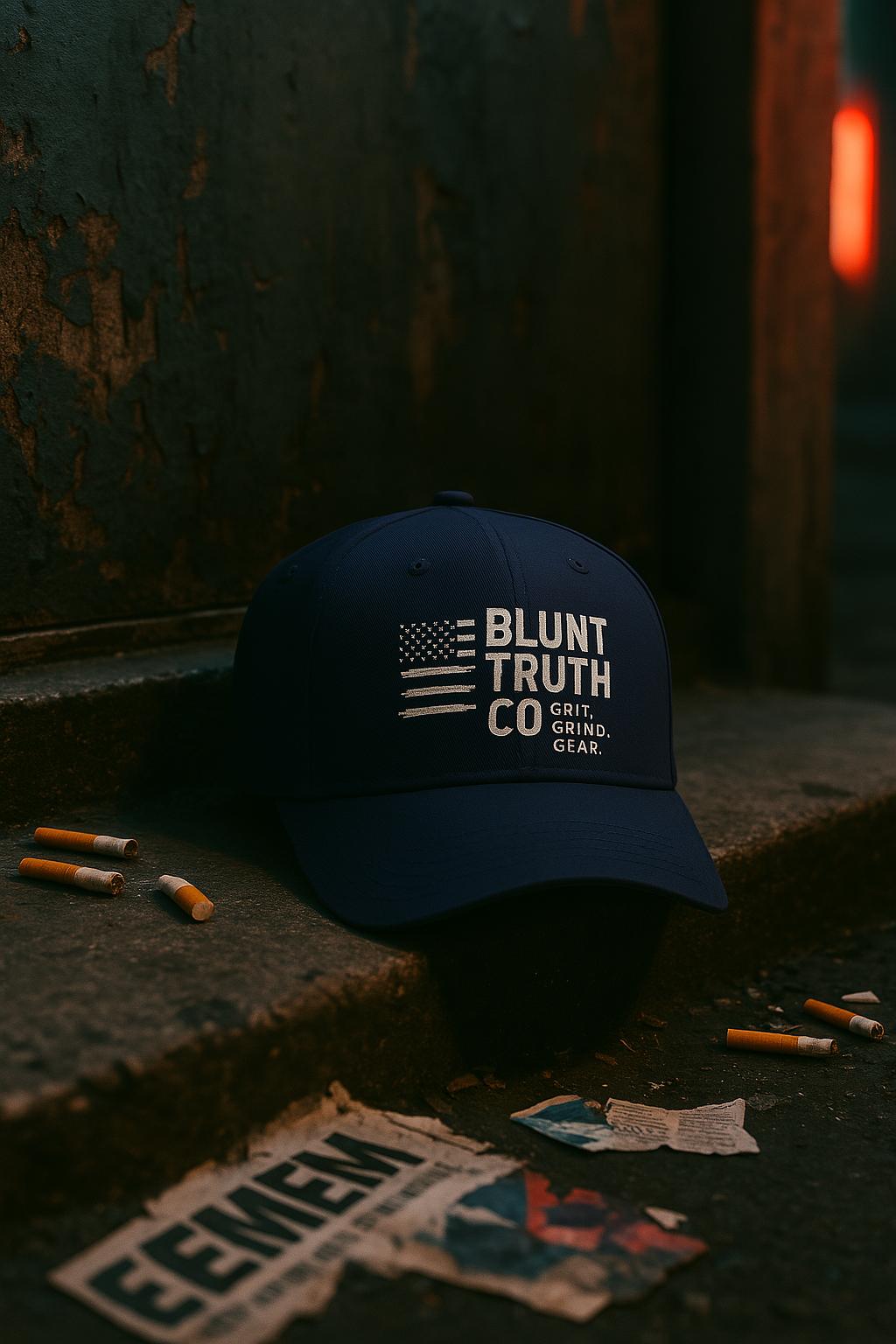 Distressed American Flag Hat, Grit Grind Gear Embroidered Cap, Patriotic Streetwear by Blunt Truth Co.