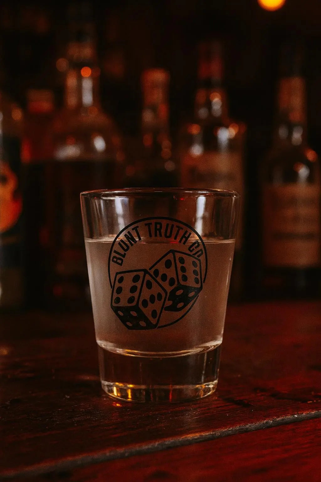 Locked Sixes Dice Shot Glass, Gritty Motivational Barware, Blunt Truth Co. Logo, Whiskey, Tequila, Party Gift for Gamblers & Risk Takers