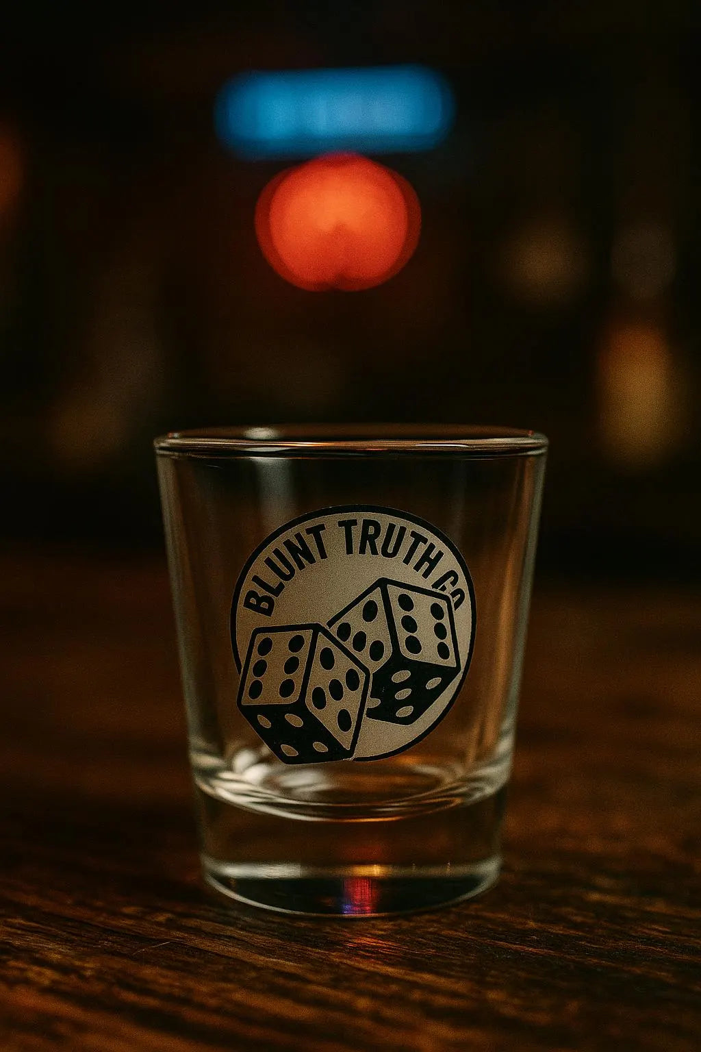 Locked Sixes Dice Shot Glass, Gritty Motivational Barware, Blunt Truth Co. Logo, Whiskey, Tequila, Party Gift for Gamblers & Risk Takers